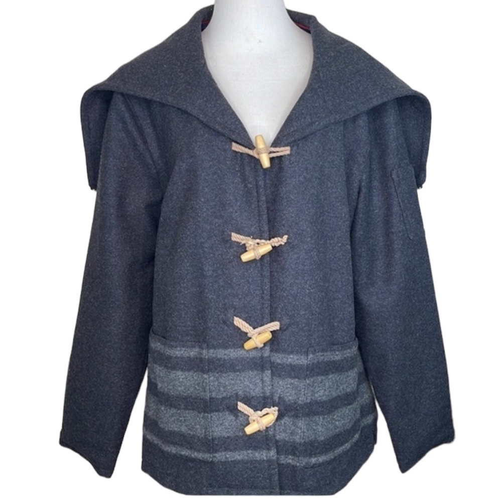 Tommy Hilfiger Wool Blend Coat Hooded Toggle Rope Closure - Picture 1 of 17